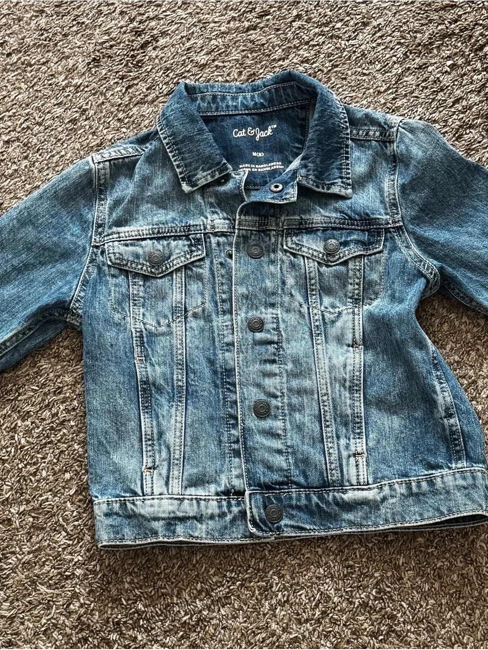 Boys Cat & Jack Blue Kids Denim Jacket with Chest Pockets